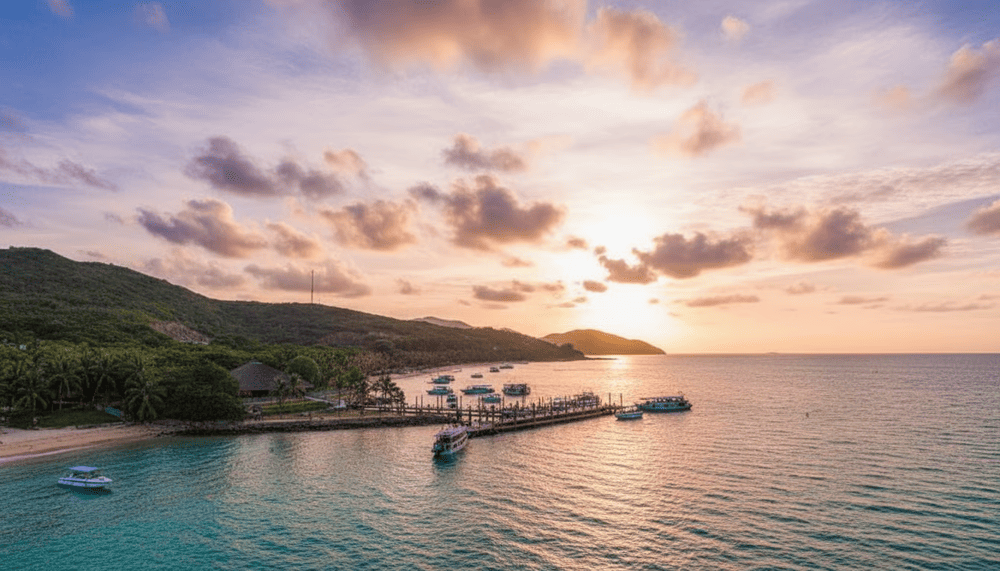 The island retains its pristine charm with lush tropical forests interwoven with coconut groves